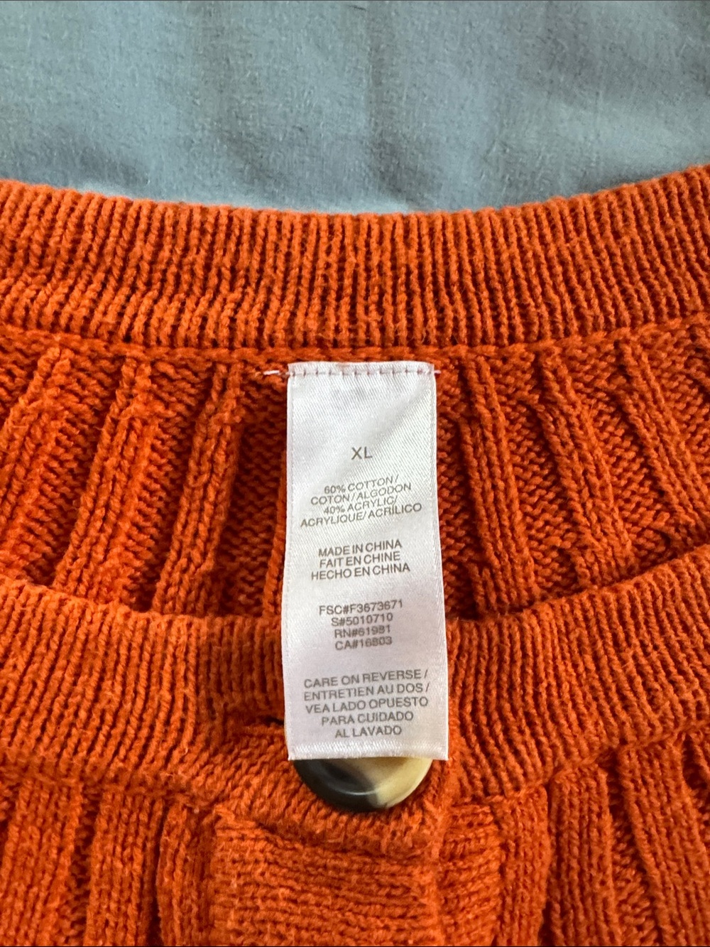 Cropped Orange Short-Sleeve Knit Cardigan - Picture 2 of 4